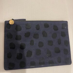 Clare V. Blue and Black Polka Dot Clutch